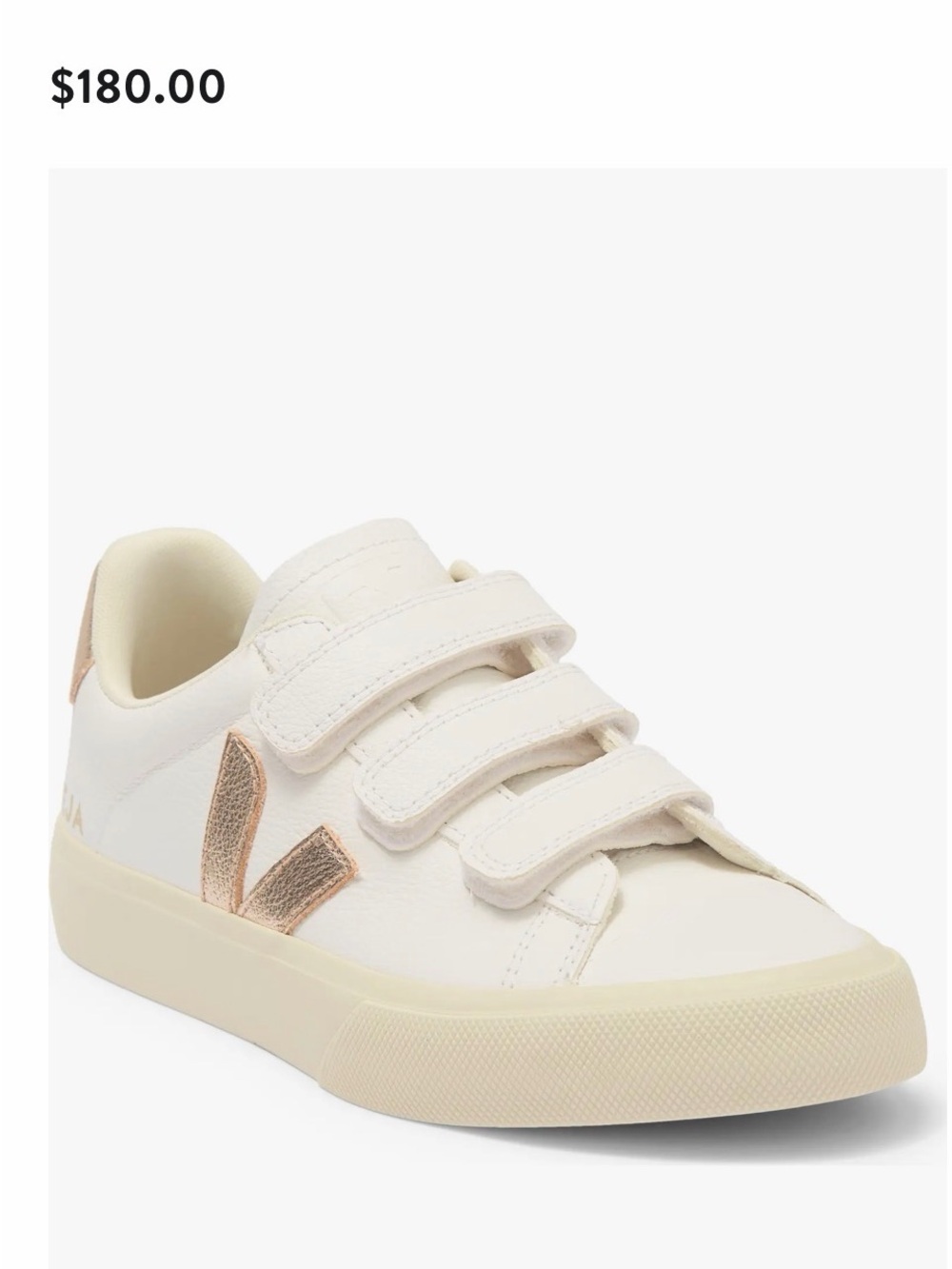 Veja White Sneakers with Rose Gold V Detail
